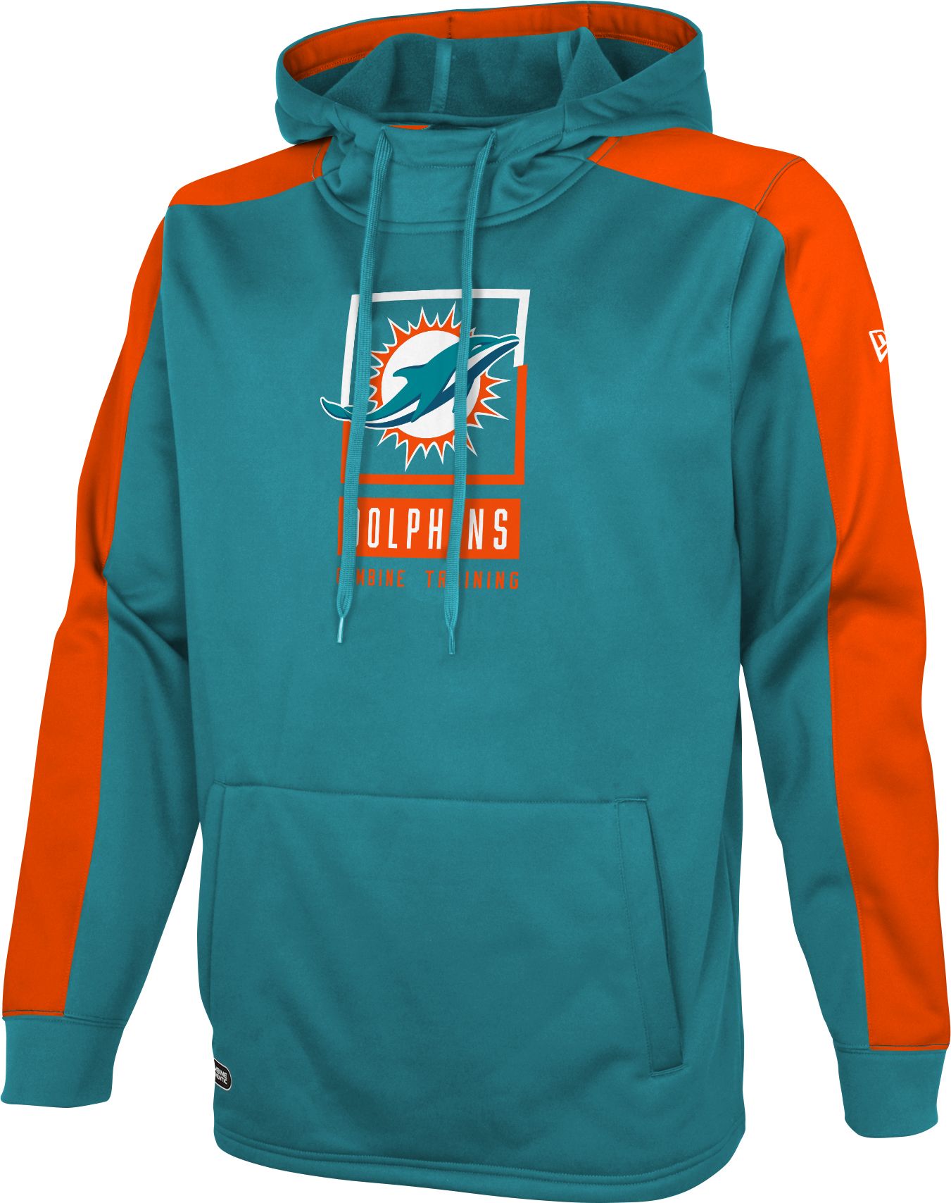 Men's New Era Aqua Miami Dolphins Combine Authentic Rise Pullover Hoodie