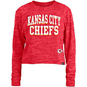 New Era Women's Kansas City Chiefs Space Dye Red Long Sleeve Crop Top T-Shirt