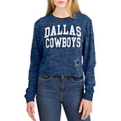 New Era Women's Dallas Cowboys Space Dye Crop Navy Long Sleeve Shirt