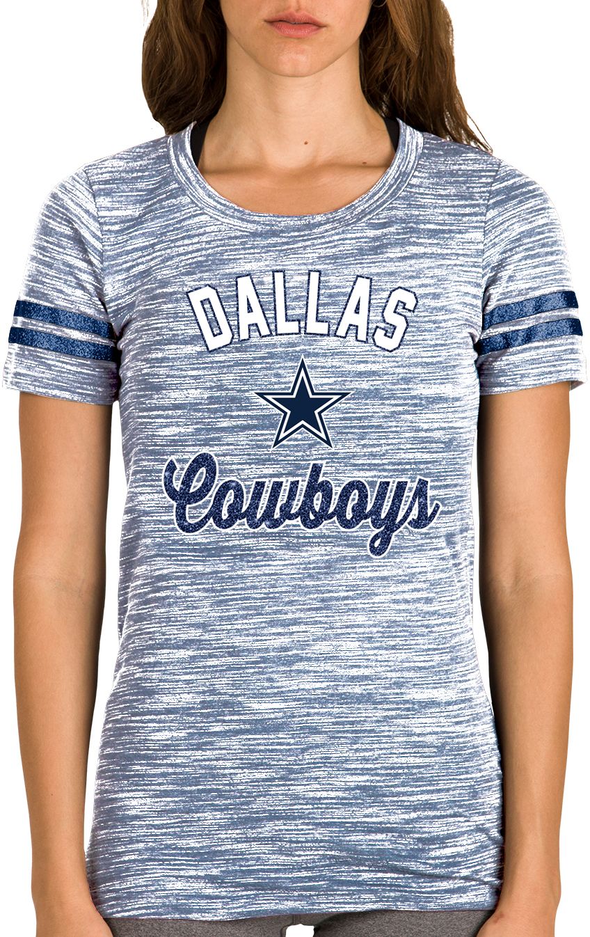 New Era / Women's Dallas Cowboys Space Dye Glitter Grey T-Shirt