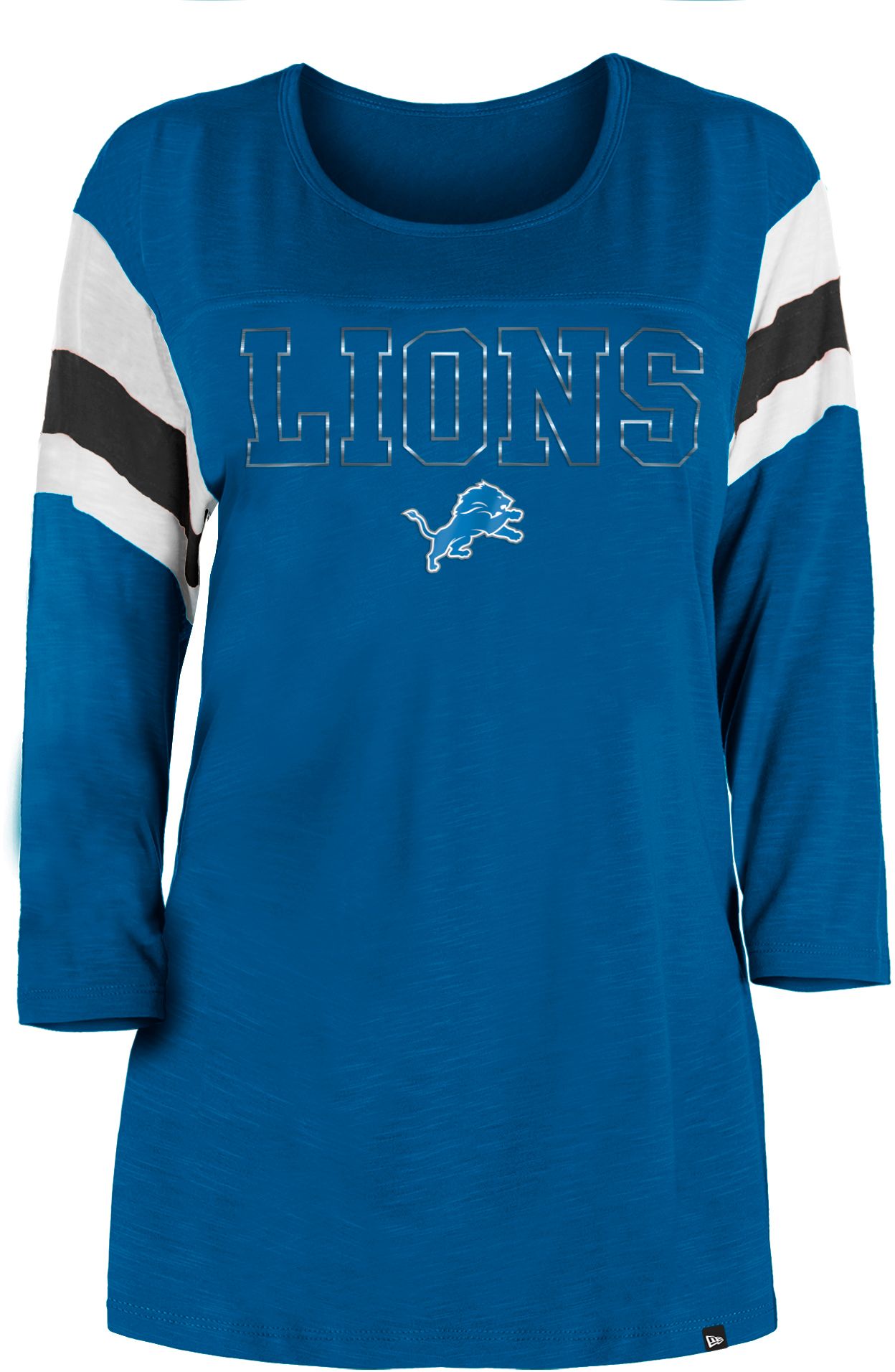 New Era / Women's Detroit Lions Foil Slub Blue Three-Quarter