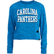 New Era Women's Carolina Panthers Space Dye Blue Long Sleeve Crop Top T-Shirt