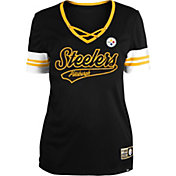 New Era Women's Pittsburgh Steelers Black Lace-Up V-Neck T-Shirt