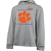 Nike Youth Clemson Tigers Grey Therma Football Sideline Pullover Hoodie