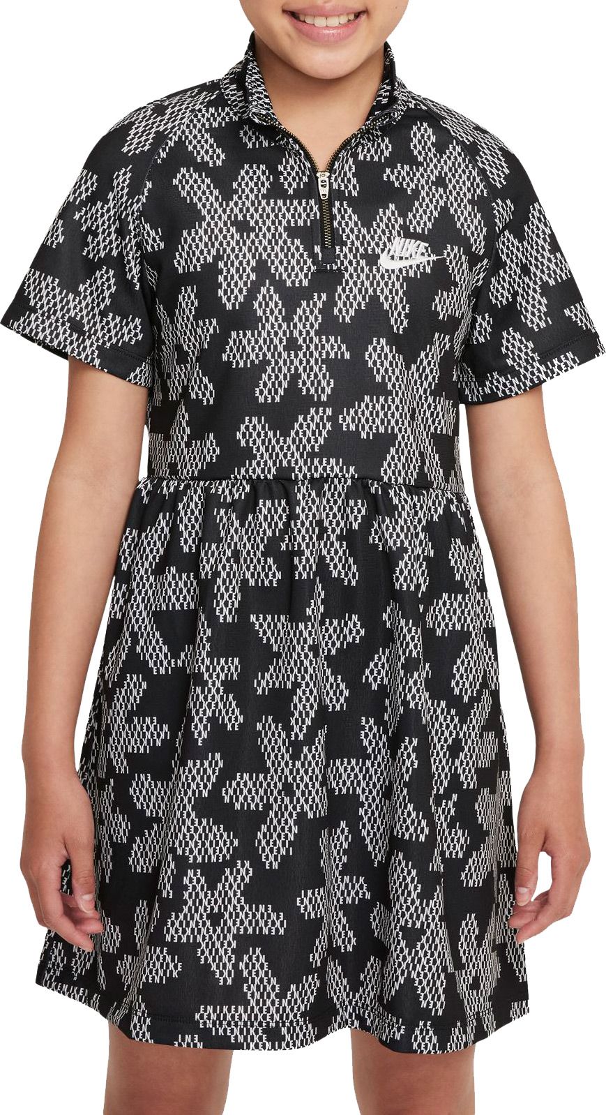 Nike Girls' Sportswear Printed Short Sleeve Daisy Dress