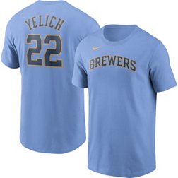 Nike Men's Milwaukee Brewers Christian Yelich #22 Ligh Blue T-Shirt