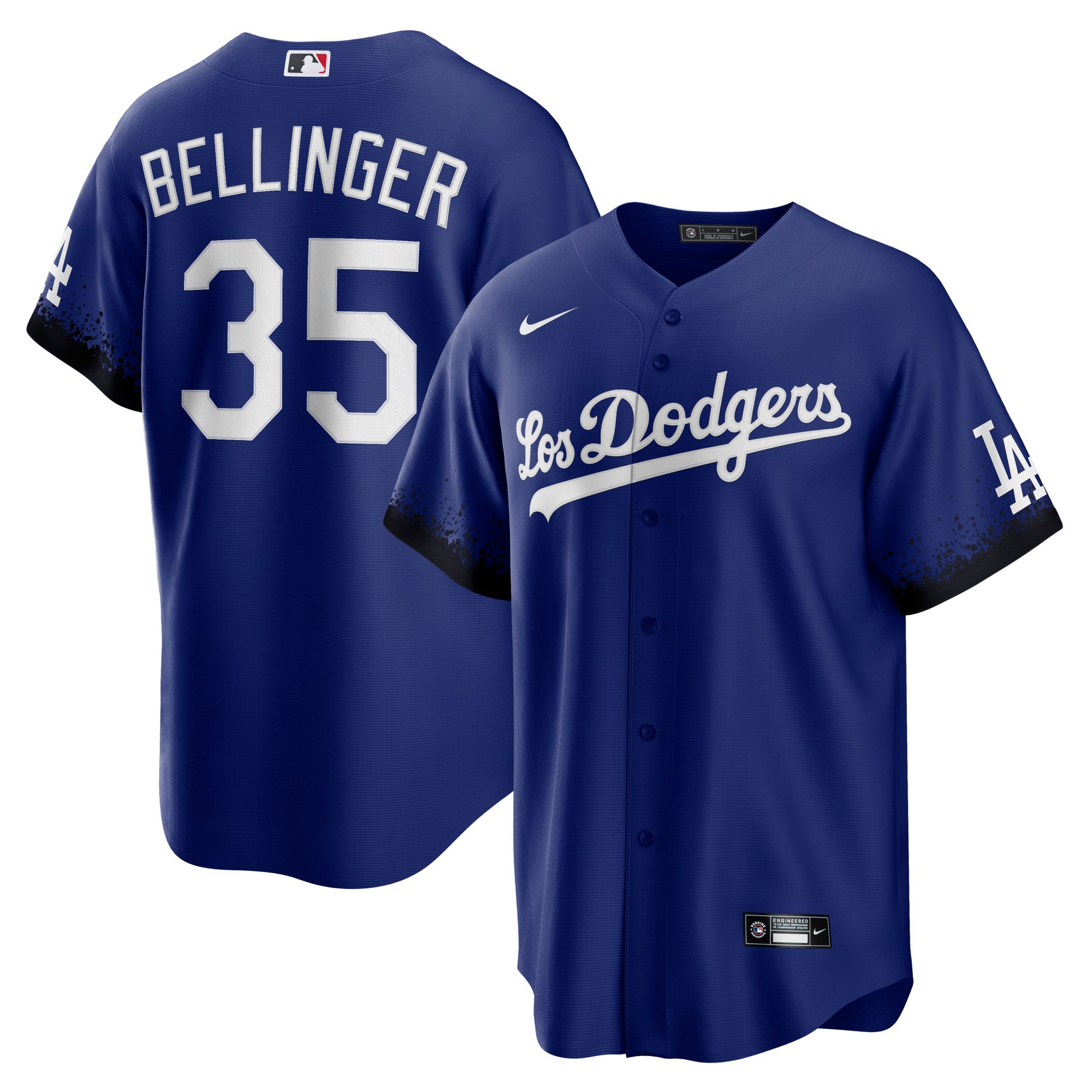 Nike / Men's Los Angeles Dodgers Cody Bellinger #35 Royal 2021 City Connect  Cool Base Jersey