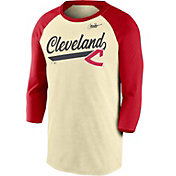 Nike Men's Cleveland Indians Cream Cooperstown Raglan Three-Quarter Sleeve Shirt