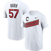 Nike Men's Cleveland Indians Shane Bieber #57 White T-Shirt