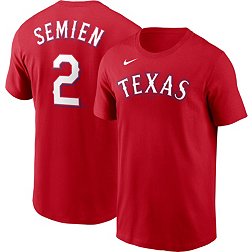 Nike Men's Texas Rangers Marcus Semien #2 Red T-Shirt