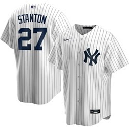 Nike Men's Replica New York Yankees Giancarlo Stanton #27 White Cool Base Jersey