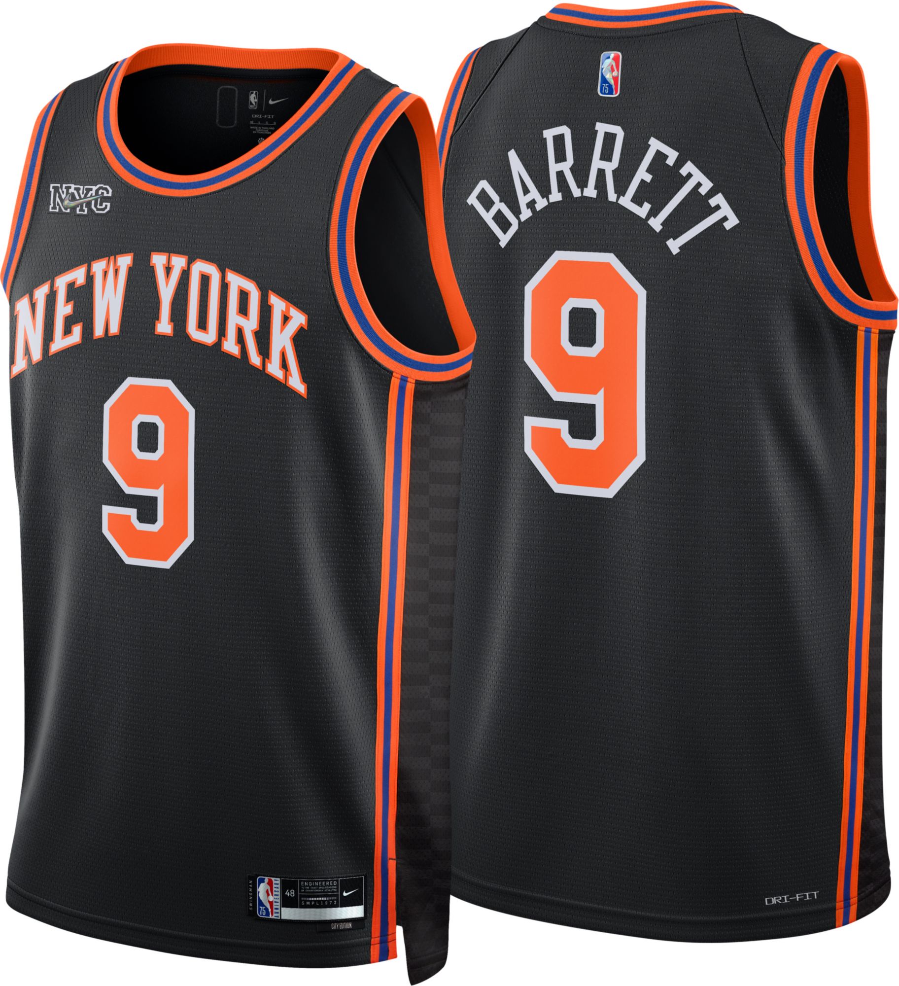 Nike Men's New York Knicks RJ Barrett #9 White Dri-Fit Year Zero Swingman Jersey, XL