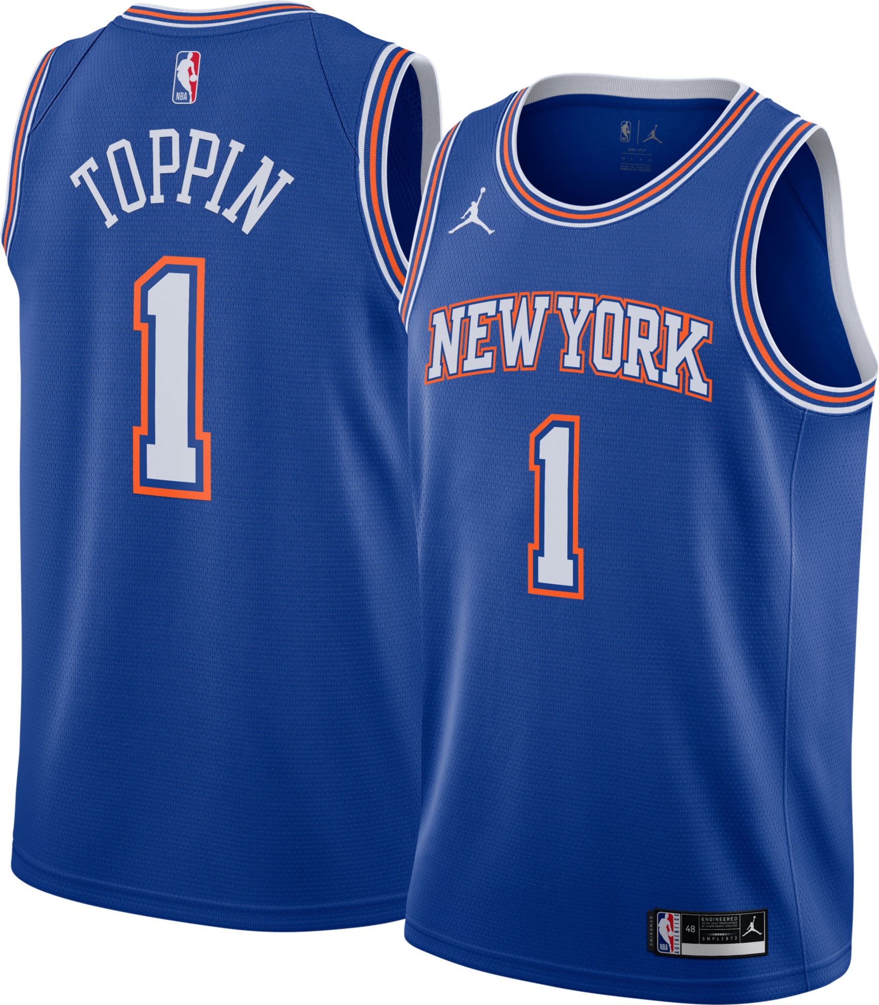 Dick's Sporting Goods Nike Youth New York Knicks Obi Toppin #1 White  Dri-FIT Swingman Jersey