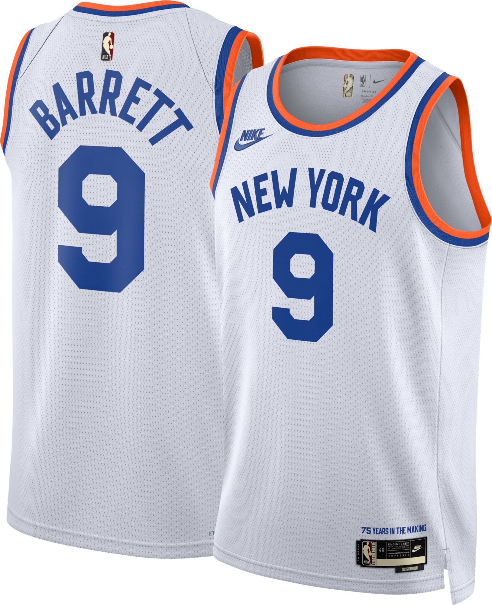 Nike Men's New York Knicks RJ Barrett #9 Dri-FIT White T-Shirt