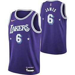 Nike Men's 2021-22 City Edition Los Angeles Lakers LeBron James #6 Purple Dri-FIT Swingman Jersey