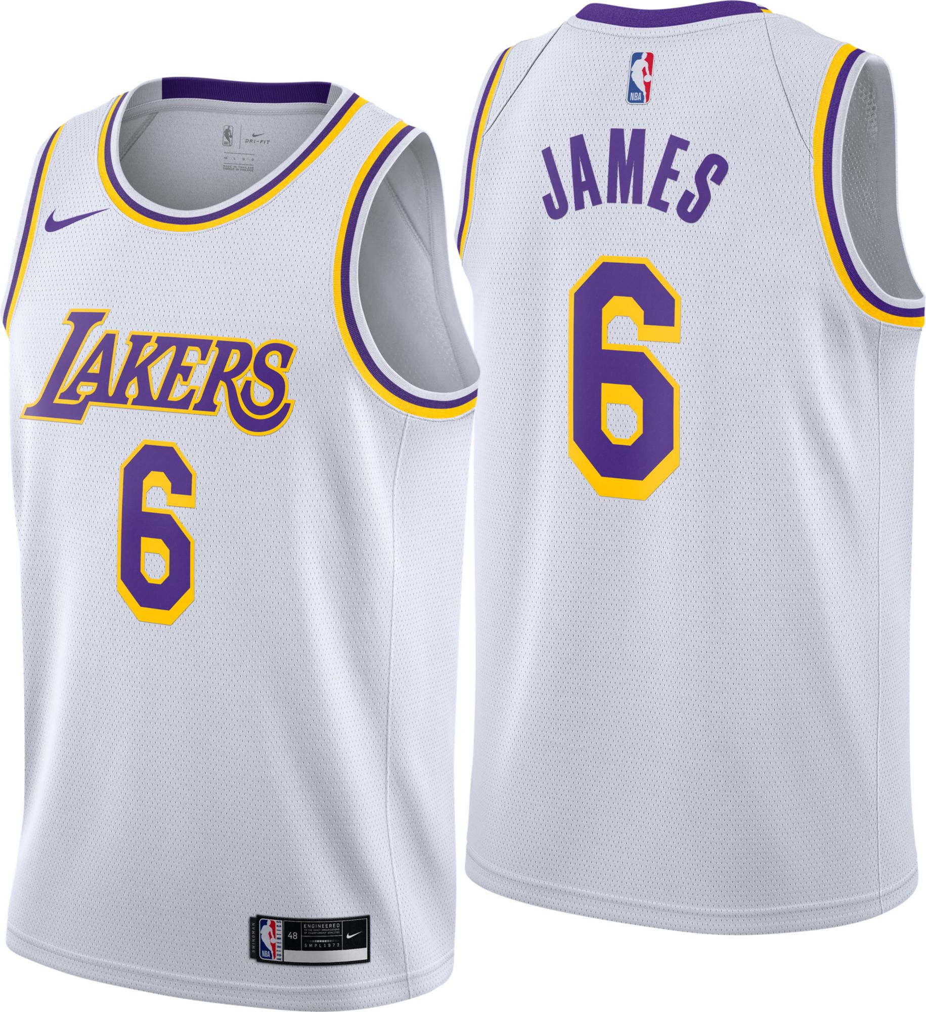 LeBron James Los Angeles Lakers City Edition Nike Dri-Fit NBA Swingman Jersey - White, XL (52)