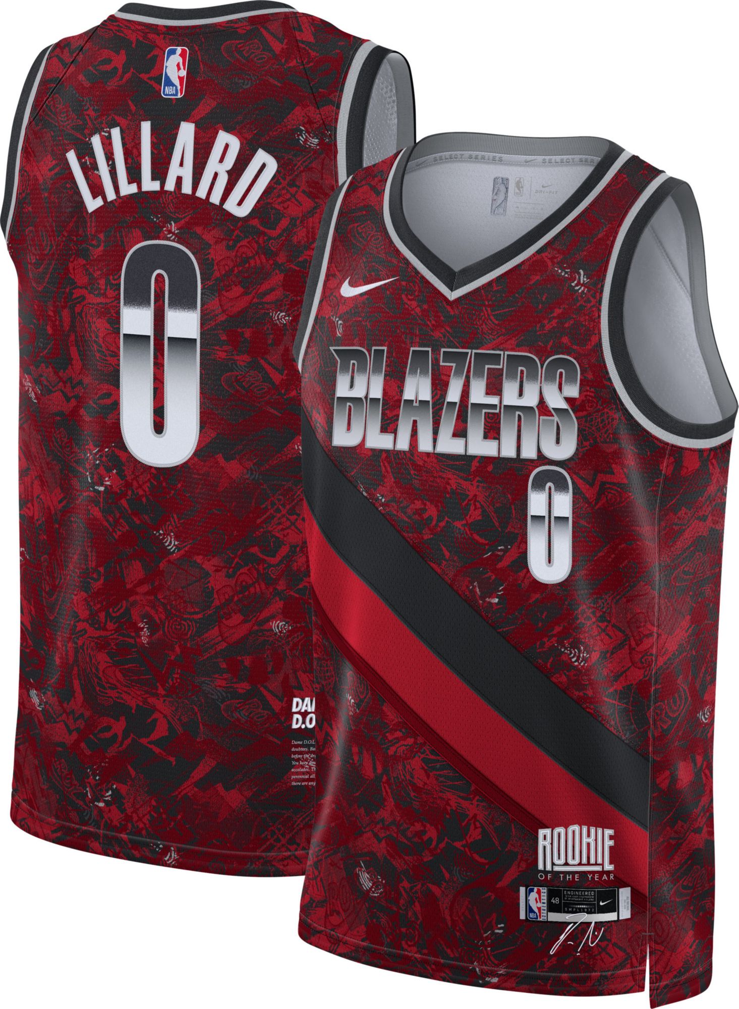 Damian Lillard Portland Trail Blazers Nike Select Series Rookie of the Year  Swingman Team Jersey - Black