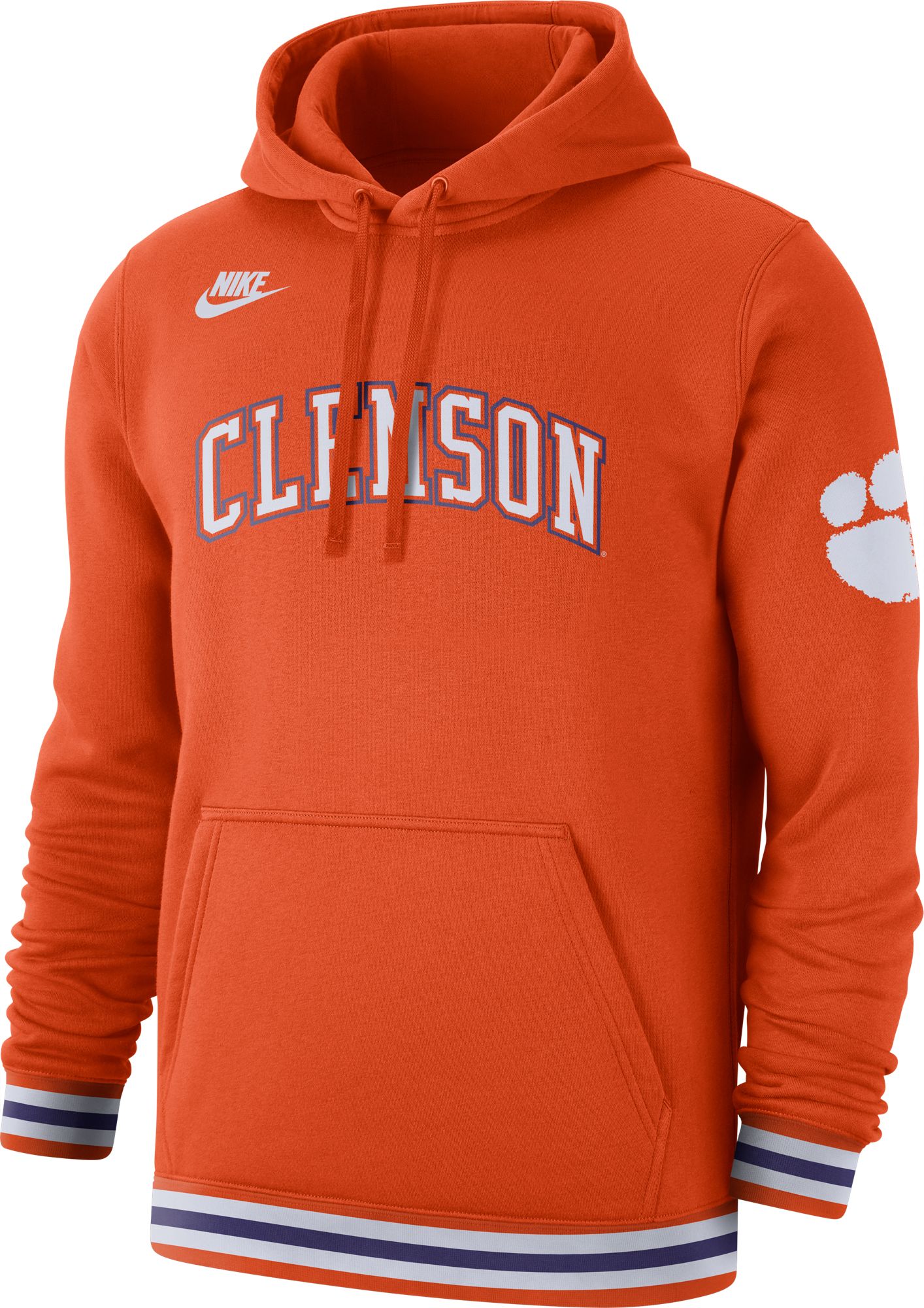 Nike Men s Clemson Tigers Orange Retro Fleece Pullover Hoodie