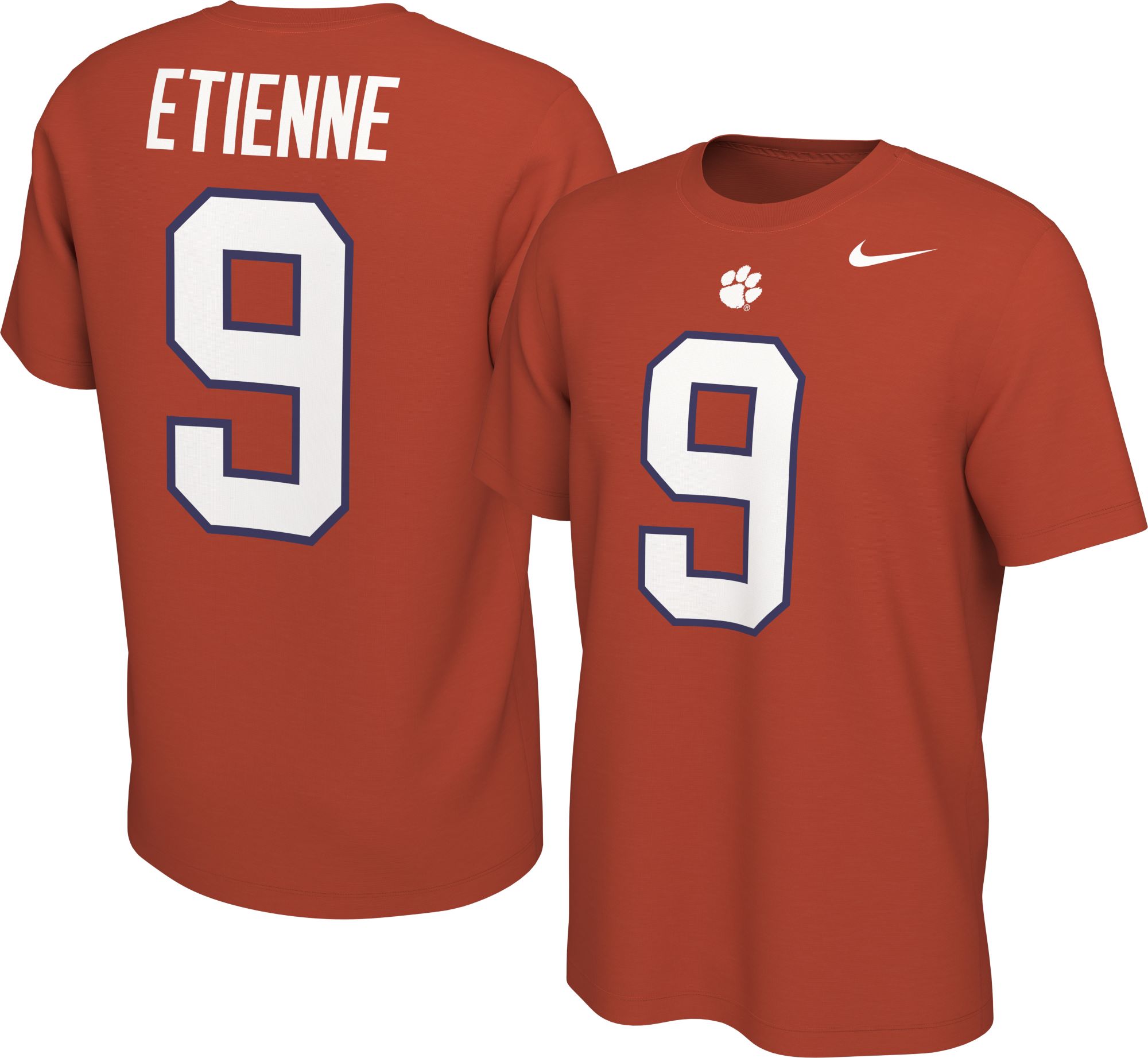 Nike Men's Clemson Tigers Travis Etienne #9 Orange Football Jersey T-Shirt