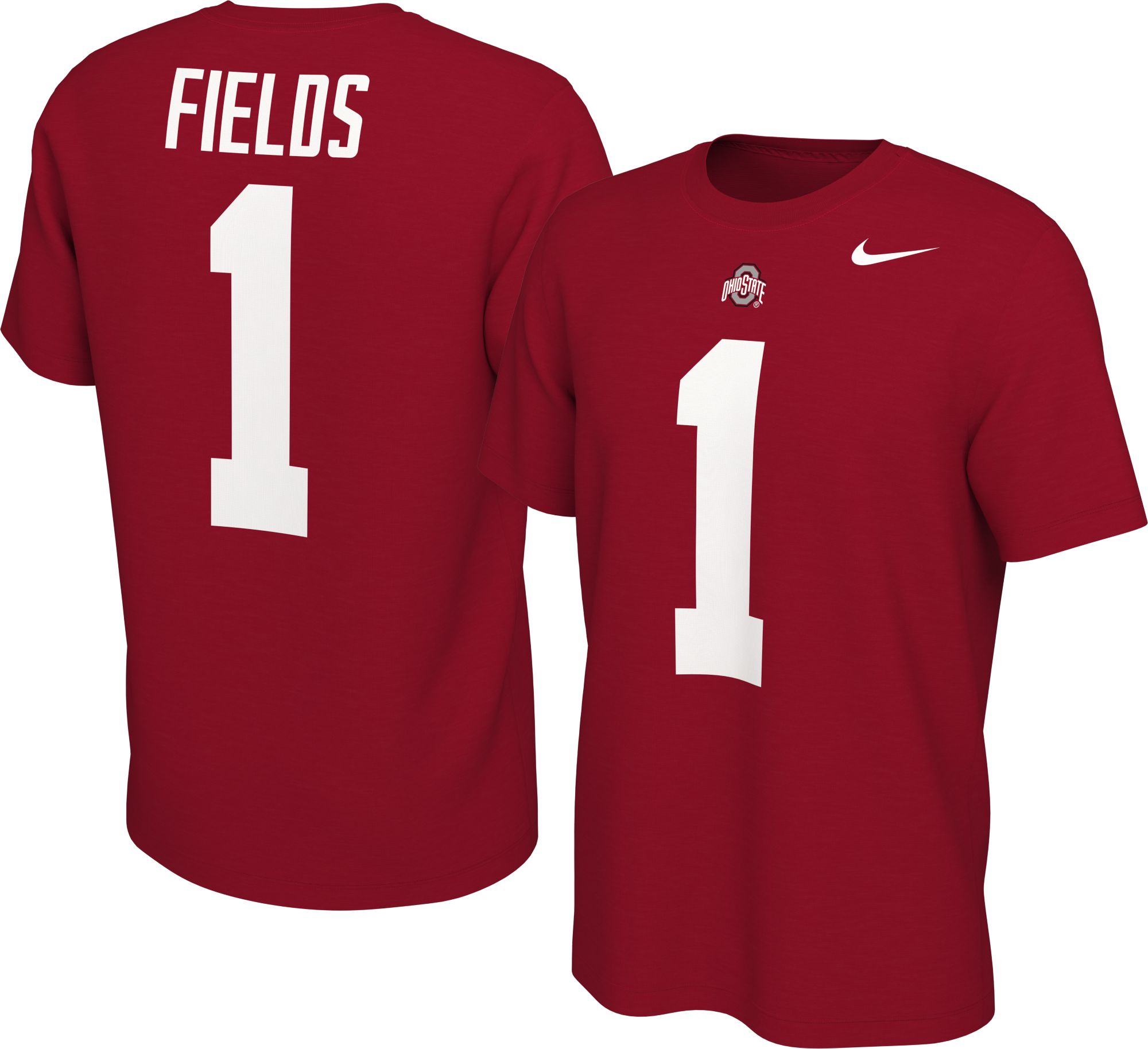 Nike Men's Ohio State Buckeyes Justin Fields #1 Scarlet Football Jersey T-Shirt