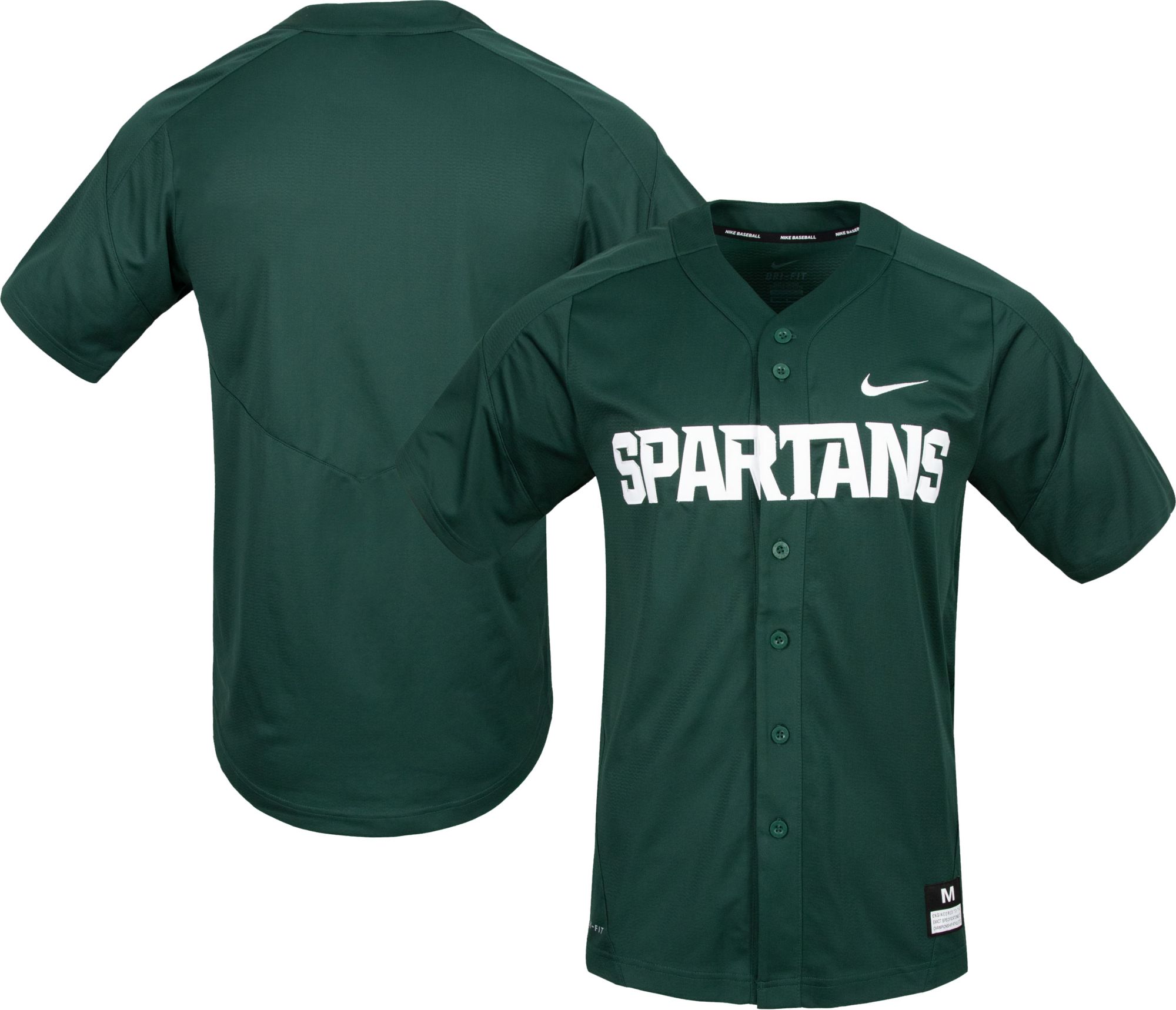 Nike / Men's Michigan State Spartans Green Replica Baseball Jersey