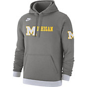 Nike Men's Michigan Wolverines Grey Retro Fleece Pullover Hoodie