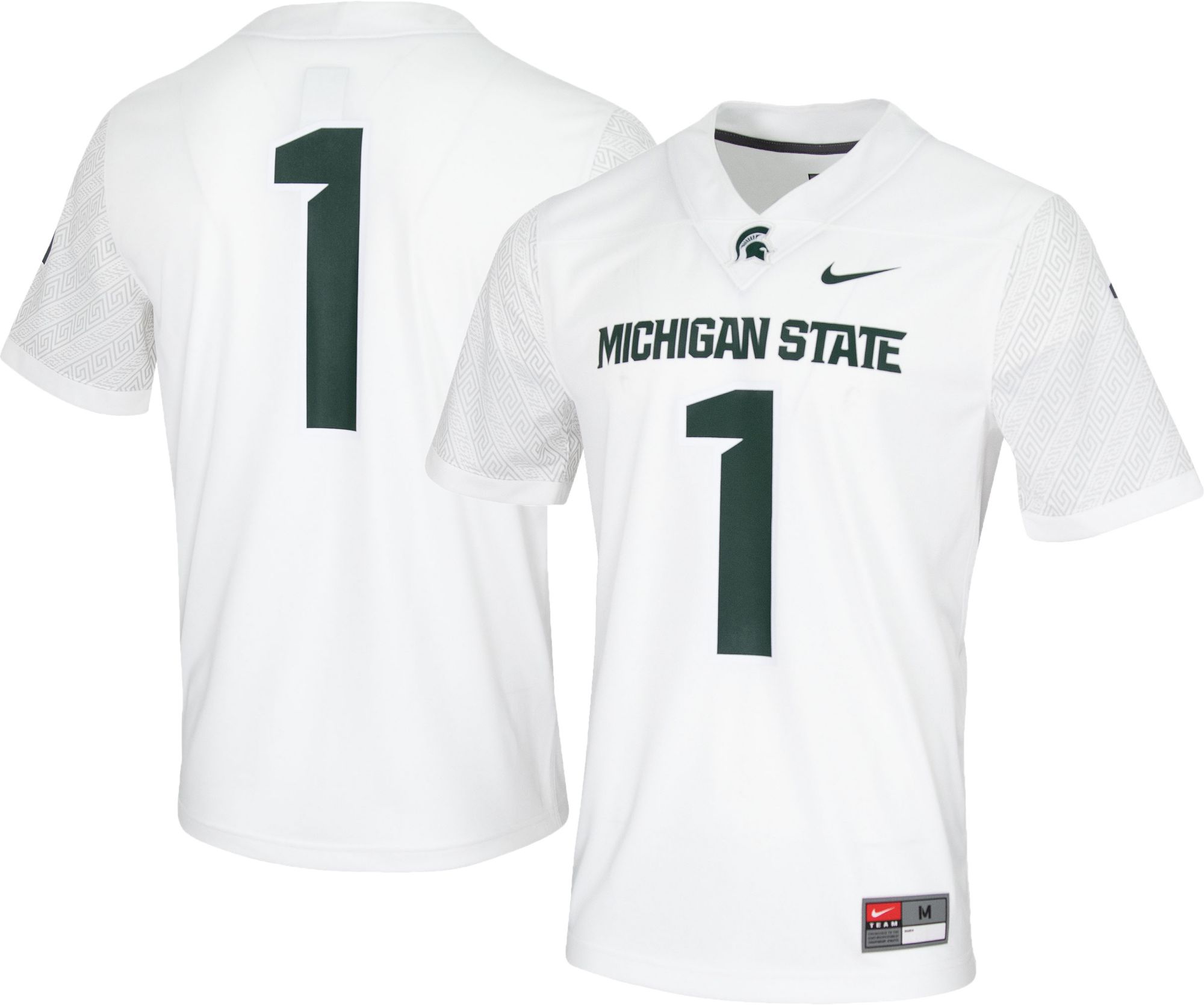 Nike Men's Michigan State Spartans #1 White Untouchable Game Football Jersey