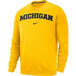 Nike Men's Michigan Wolverines Maize Club Fleece Crew Neck Sweatshirt