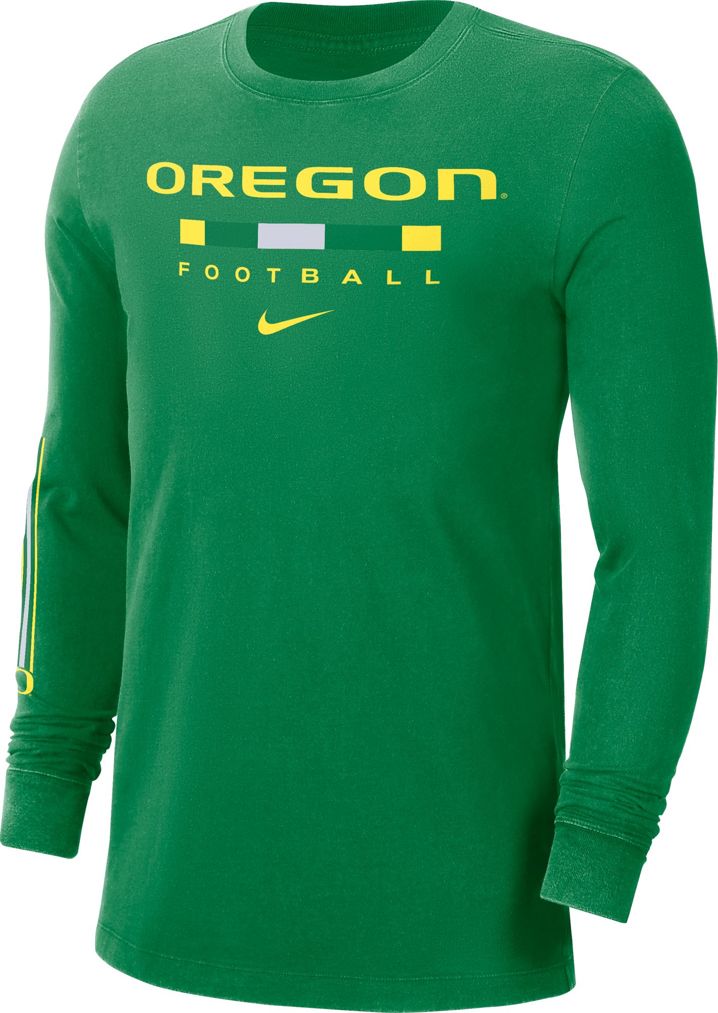 Nike / Men's Oregon Ducks Green Football Wordmark Long Sleeve T-Shirt