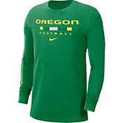 Nike Men's Oregon Ducks Green Football Wordmark Long Sleeve T-Shirt