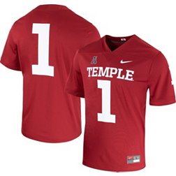 Nike Men's Temple Owls #1 Cherry Untouchable Game Football Jersey