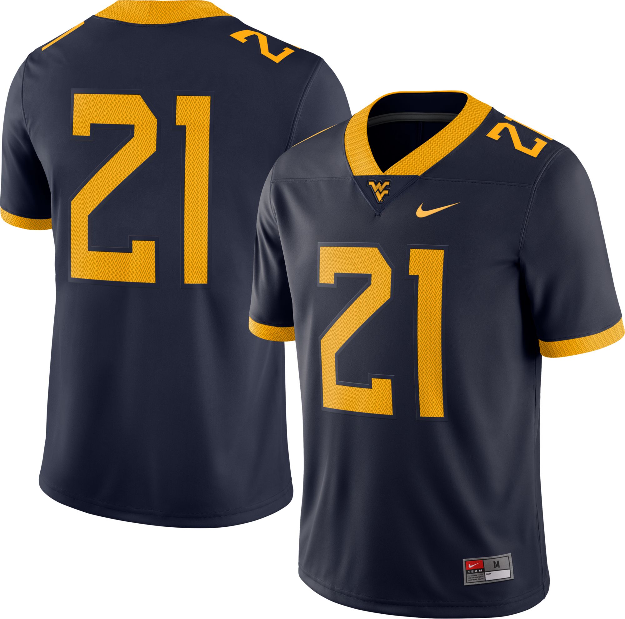 Nike / Men's West Virginia Mountaineers #21 Blue Dri-FIT Game Football  Jersey