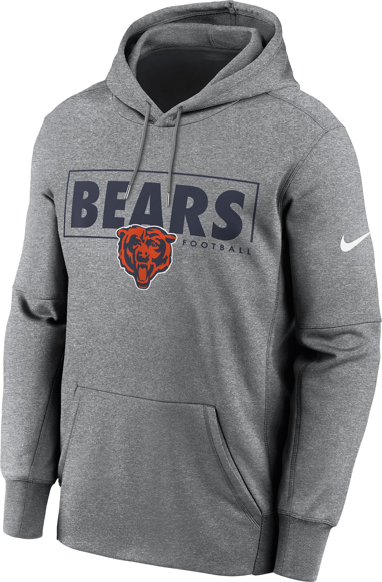 Nike / Men's Chicago Bears Left Chest Therma-FIT Grey Hoodie