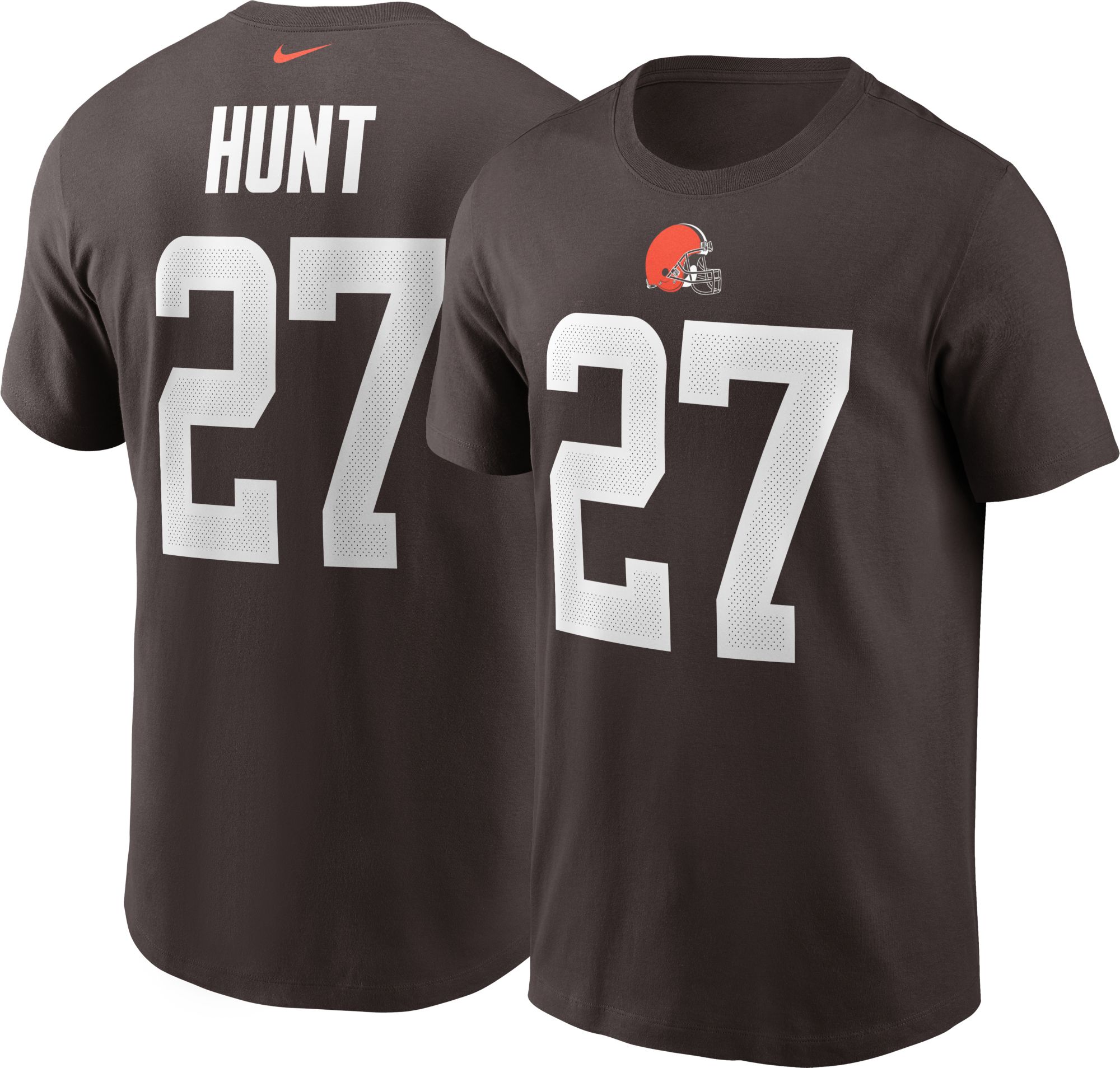 Nike Men's Cleveland Browns Kareem Hunt #27 Brown T-Shirt