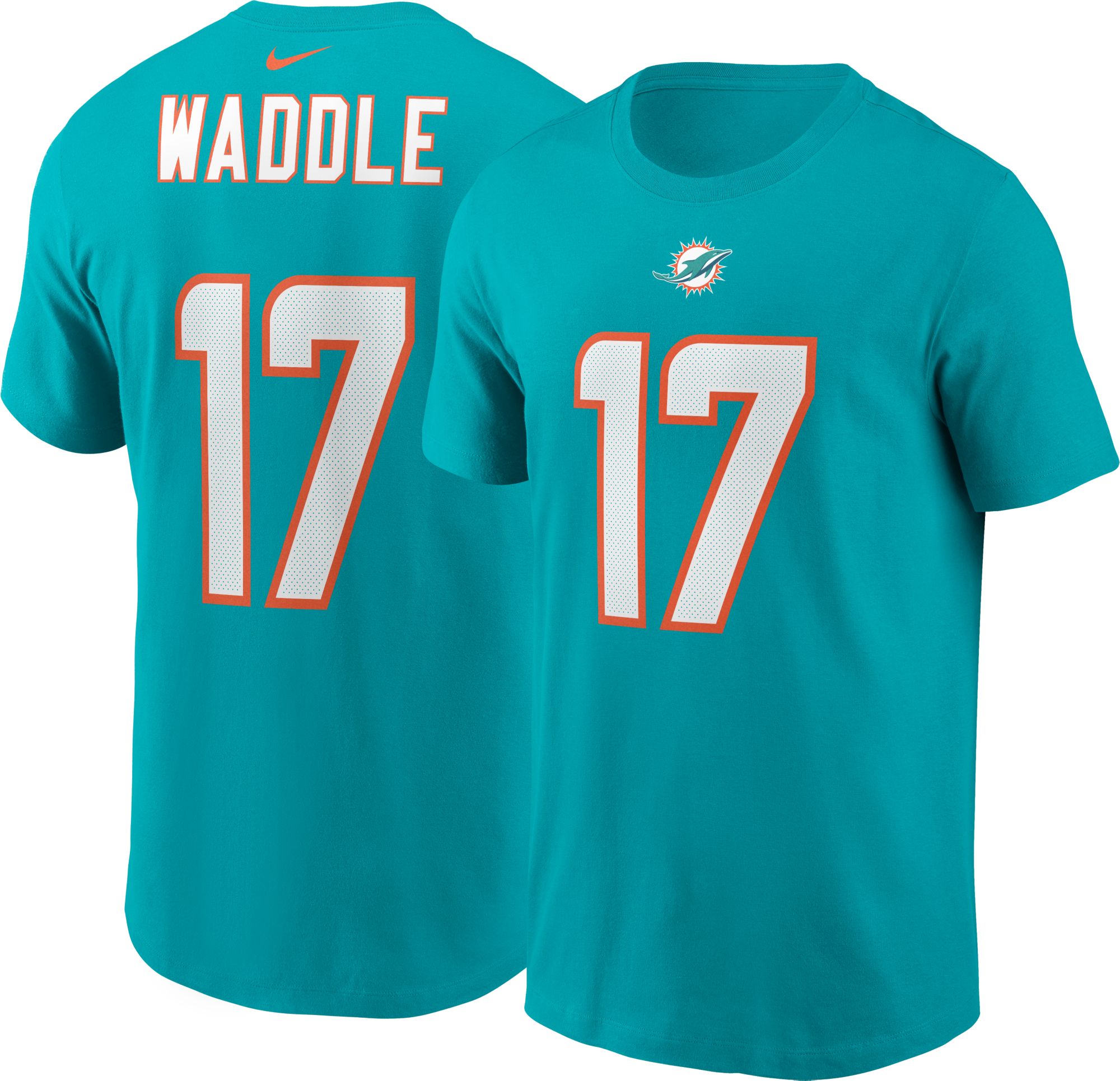 Miami Dolphins Jaylen Waddle #17 Aqua T-Shirt