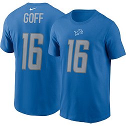 Nike Men's Detroit Lions Jared Goff #16 Blue T-Shirt