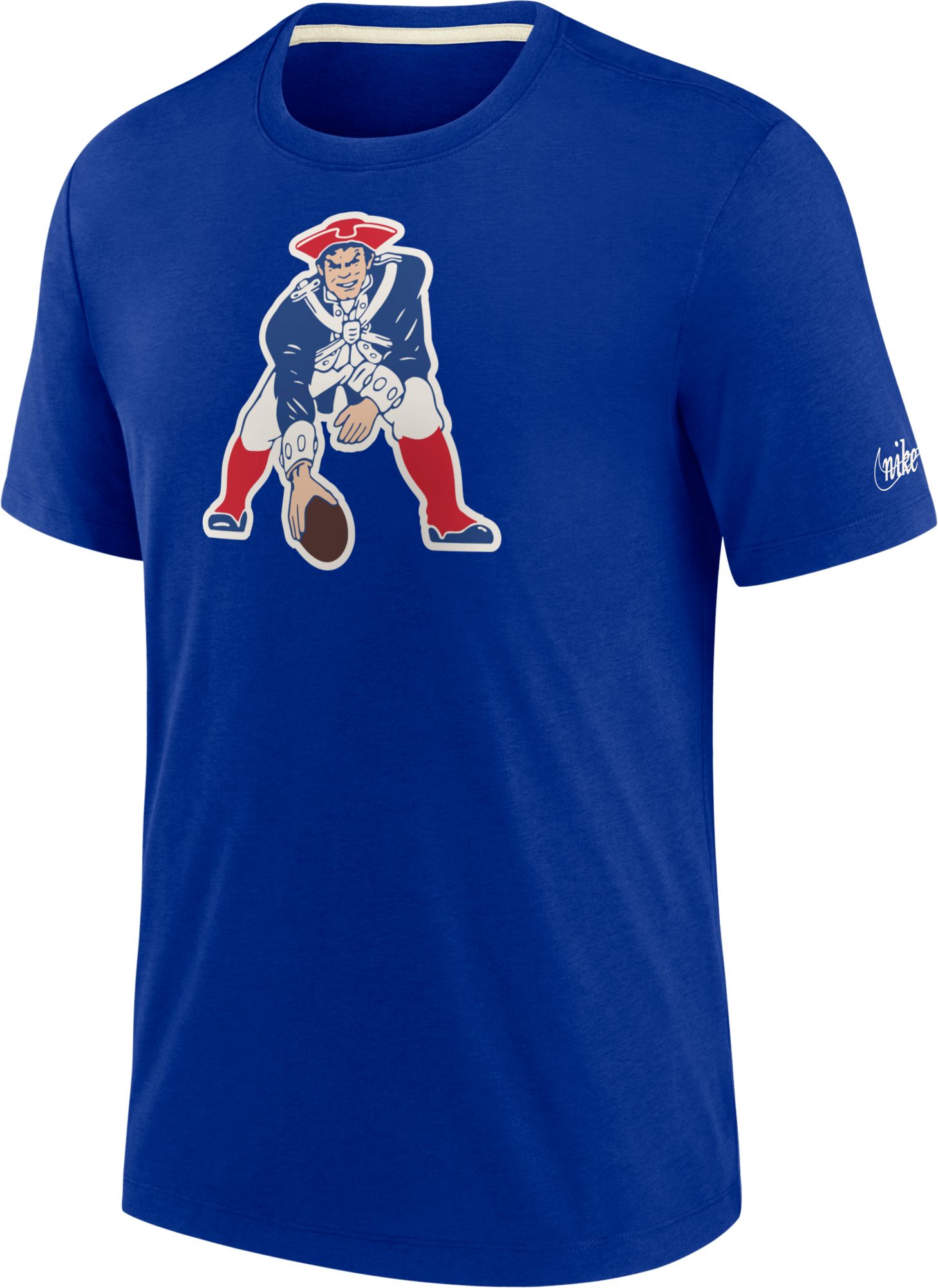 New England Patriots Fanatics Branded Textured Throwback Hashmark V-Neck T- Shirt - Royal