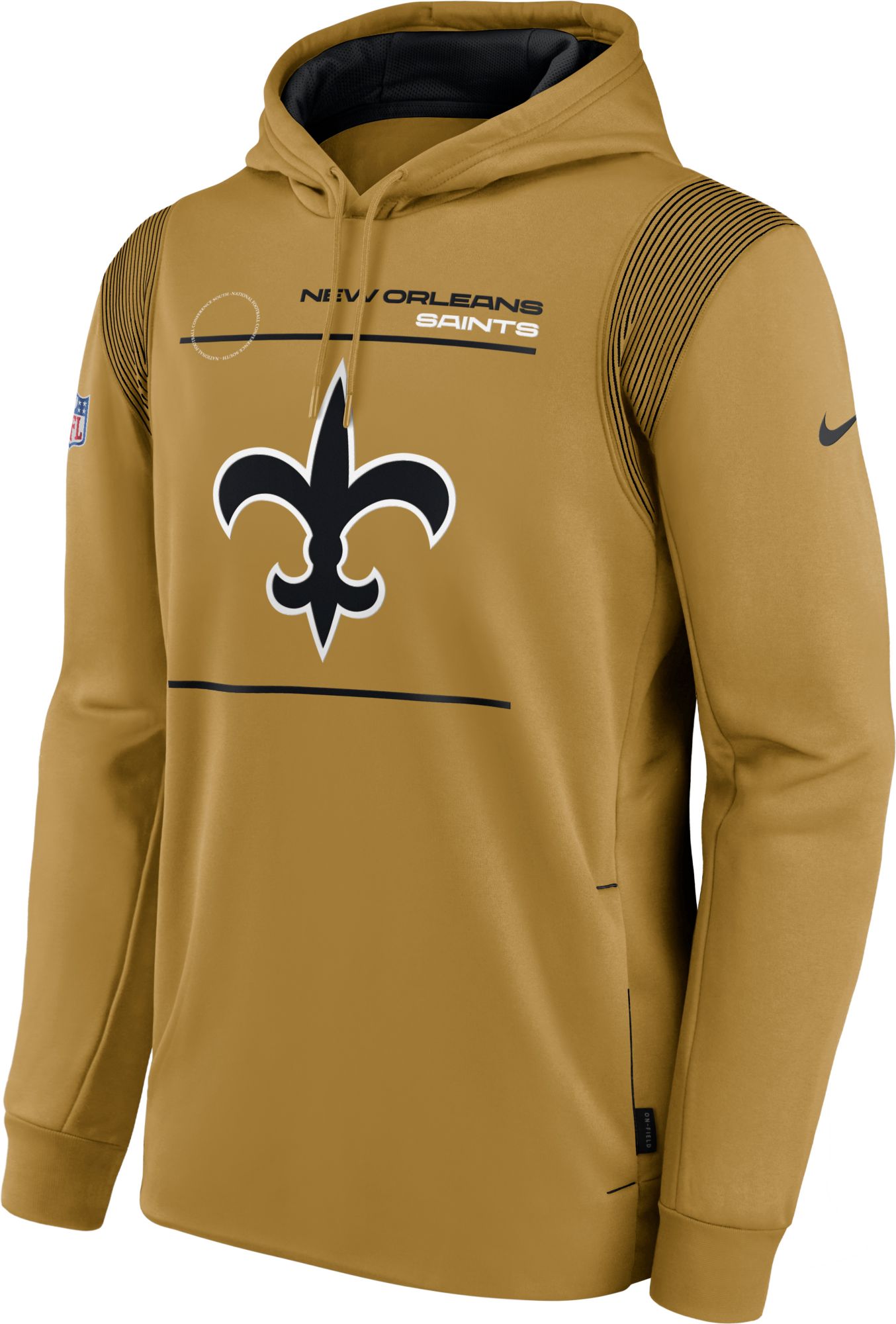 Men's New Orleans Saints Sideline Therma-FIT Gold Pullover Hoodie