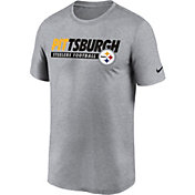 Nike Men's Pittsburgh Steelers Club Wordmark Legend Grey T-Shirt
