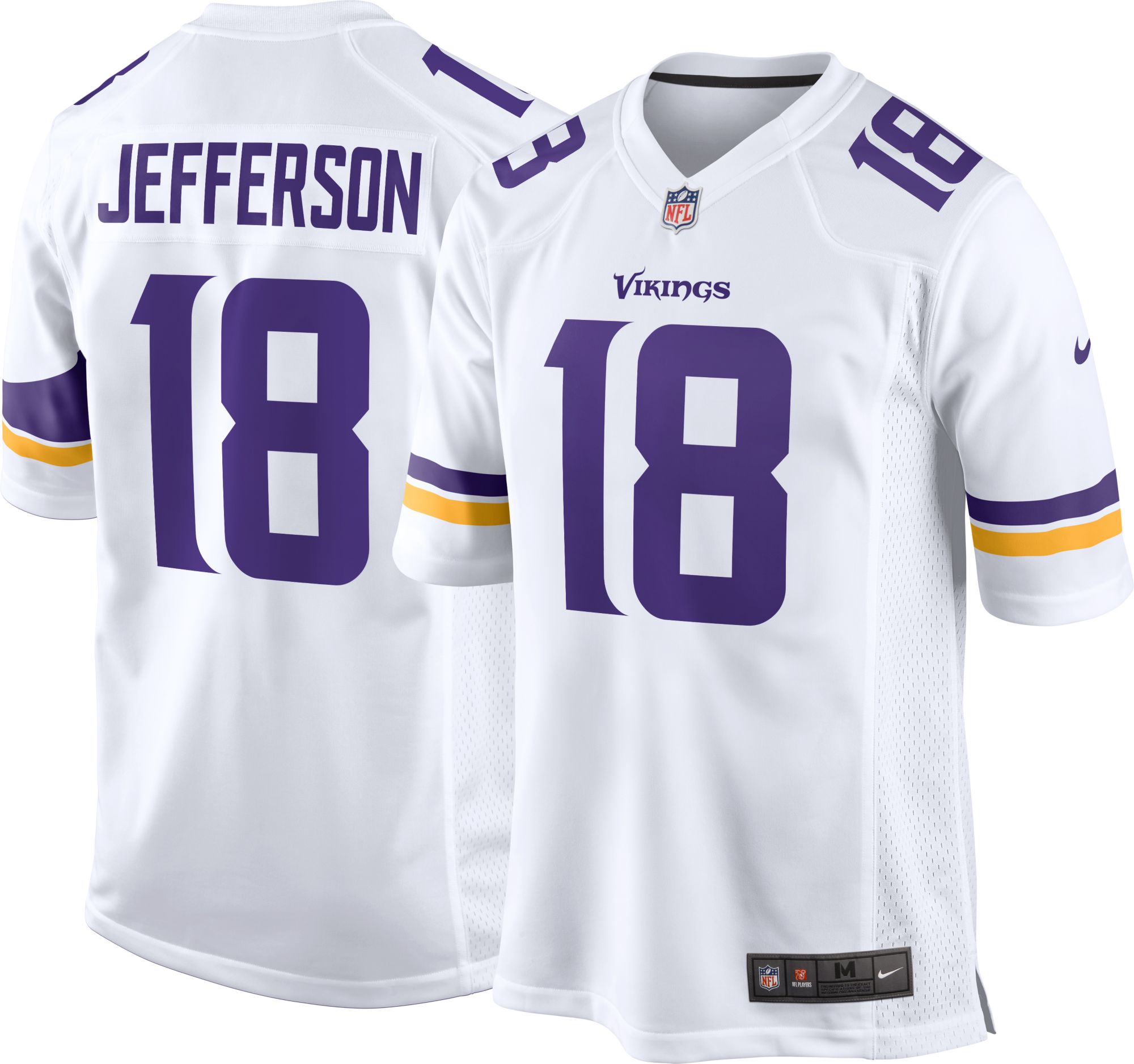 Men's Minnesota Vikings Justin Jefferson #18 White Game Jersey