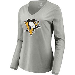 NHL Women's Pittsburgh Penguins Team Poly Grey V-Neck T-Shirt