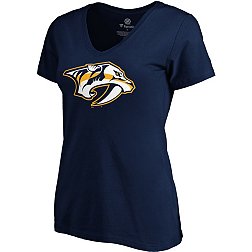 NHL Women's Nashville Predators Team Poly Navy V-Neck T-Shirt