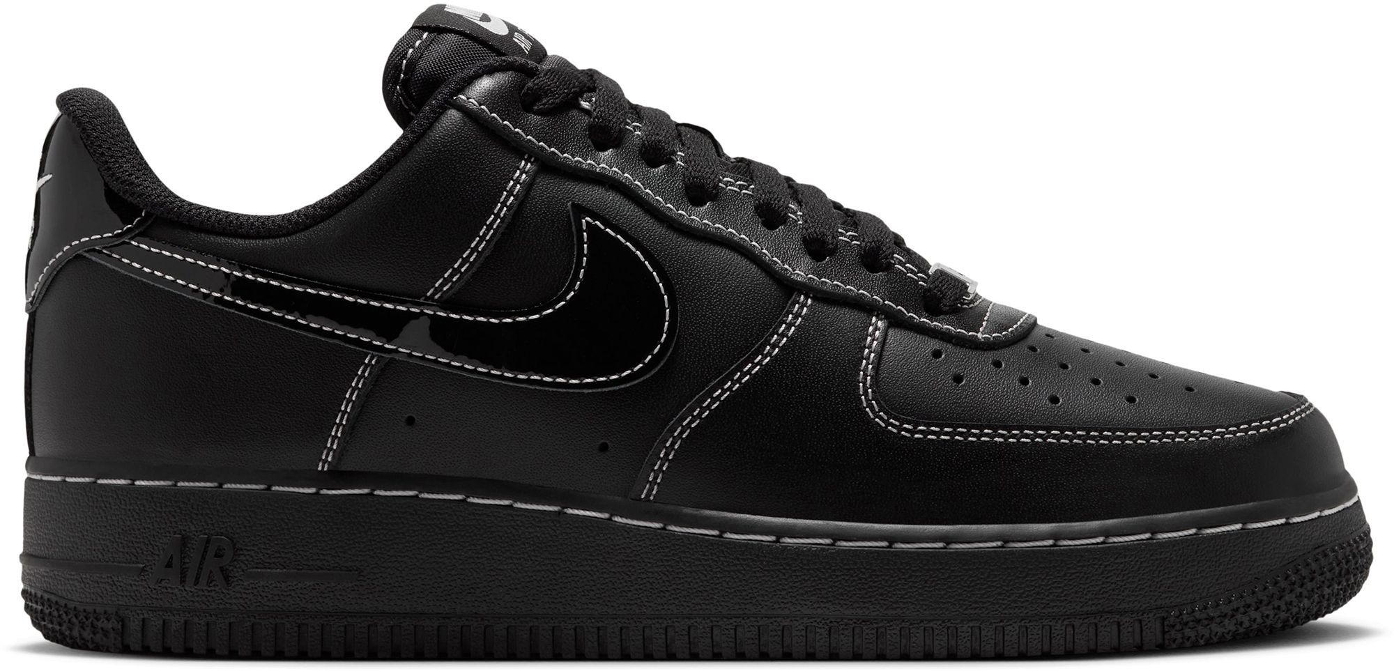 Nike Women's Air Force 1 '07 Shoes, Size 8.5, Blk/Wht/Mtlc Silver