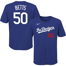 Nike Youth Los Angeles Dodgers Mookie Betts #50 Royal 2021 City Connect T-Shirt