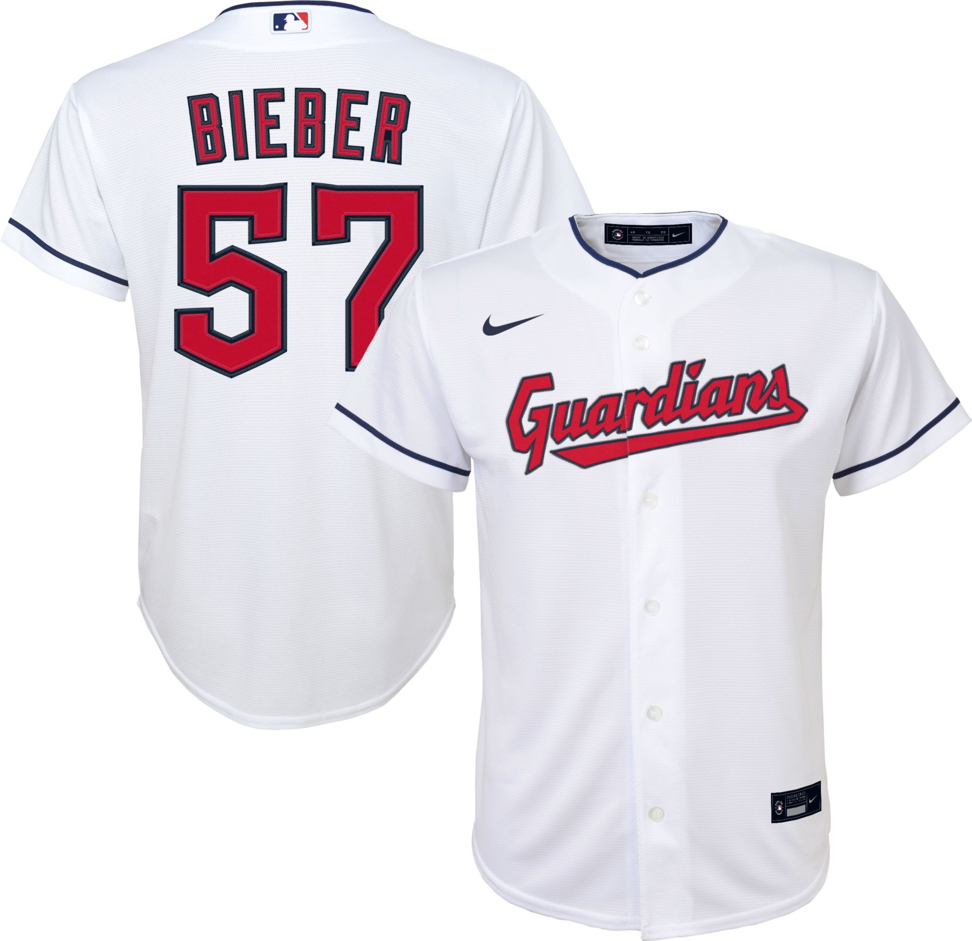 Men's Cleveland Indians Shane Bieber Nike White 2021 Little League Classic  Home Replica Player Jersey