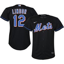 Nike Youth New York Mets Francisco Lindor #12 Black Cool Base Jersey