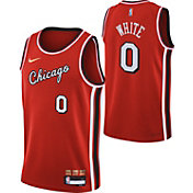 Nike Youth 2021-22 City Edition Chicago Bulls Coby White #0 Red Swingman Jersey