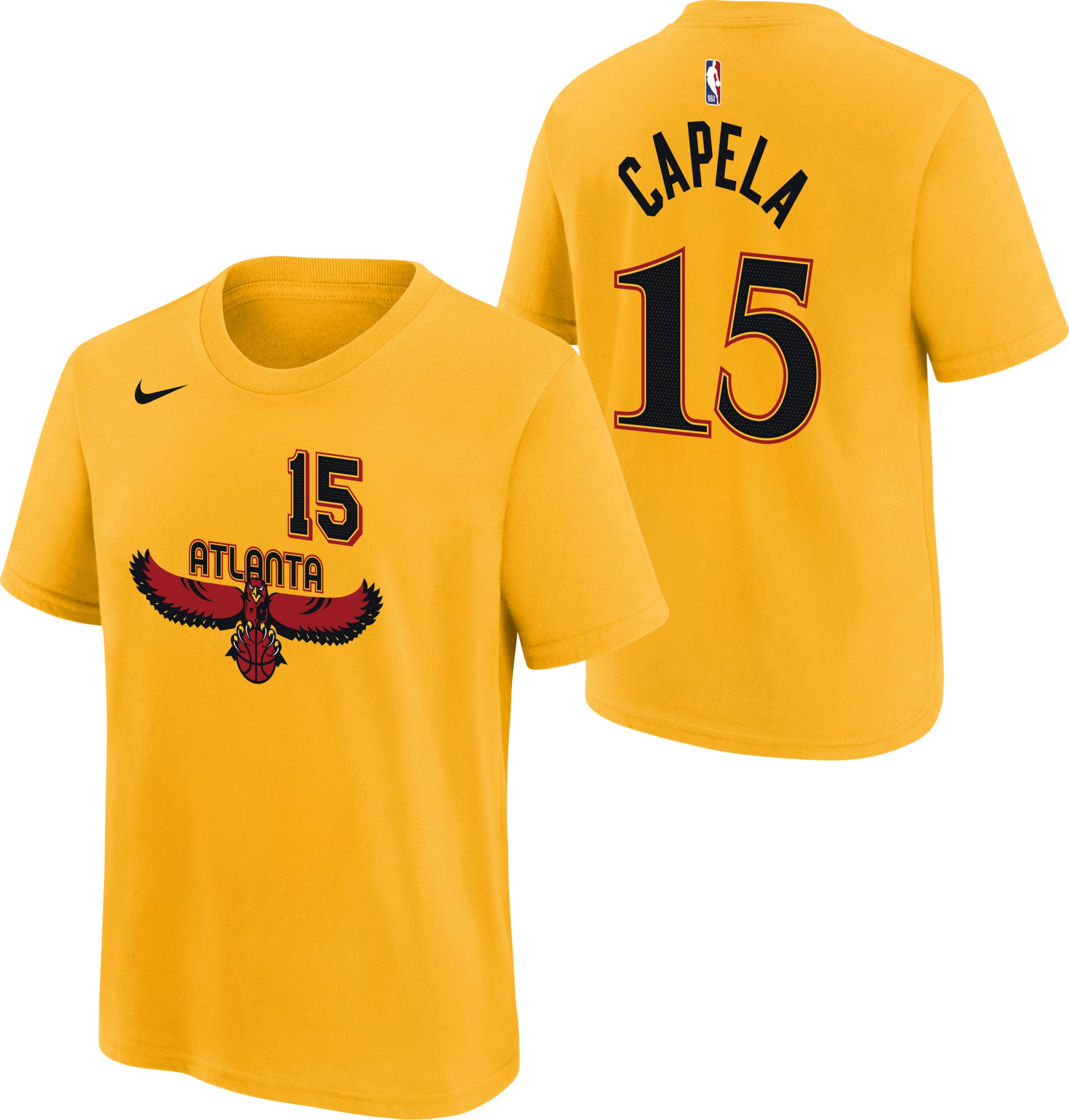 Nike / Youth 2021-22 City Edition Atlanta Hawks Clint Capela #15 Yellow  Player T-Shirt