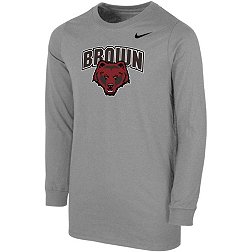 Nike Youth Brown University Bears Grey Core Cotton Long Sleeve T-Shirt