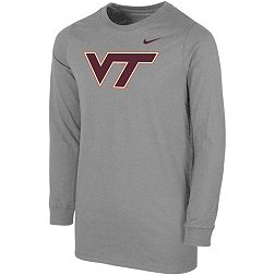 Nike Youth Virginia Tech Hokies Grey Core Cotton Long Sleeve T-Shirt